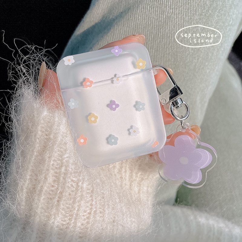 Case Bunga Segar Kecil Kompatibel Untuk Airpods1 2 Pro 3rd Case Purple Flower Case Kompatibel Untuk AirPods Pro3 Case Dengan Gantungan Kunci Lanyard