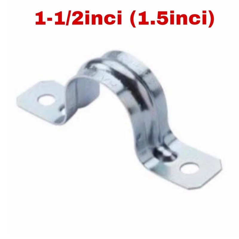 Klem pipa plat besi 1-1/2 inci Clamp iron U 1.5inci Klem kabel Klem wayar besar 11/2 inchi u