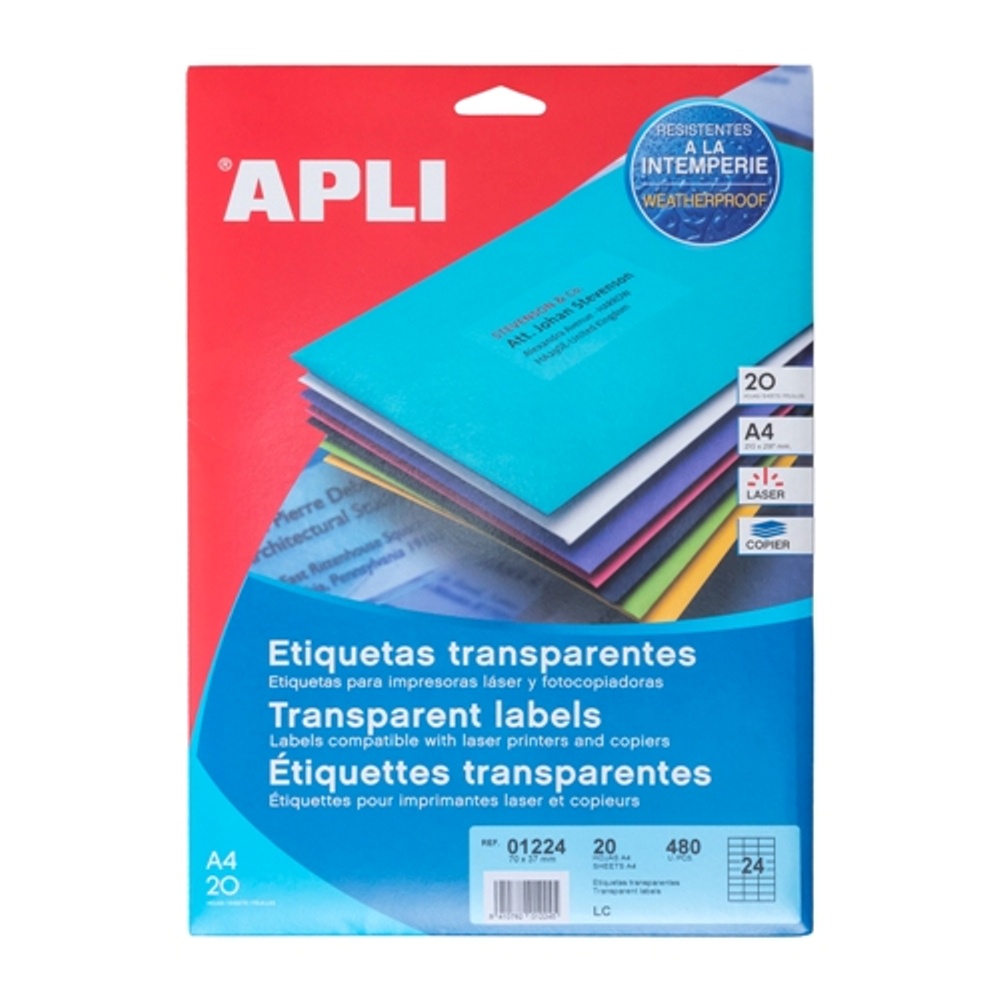 

[Zada] APLI Label Polyester Transparent 70 X 37MM 480 unit 01224