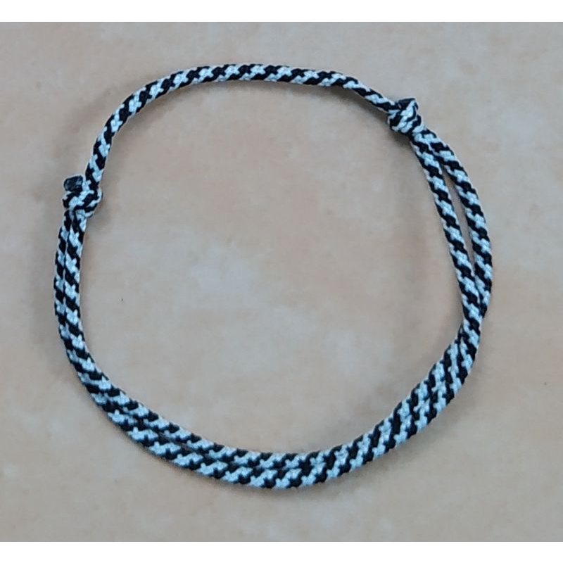 Gelang Tali Simple Prusik Tali Gunung Outdoor-Hitam Putih