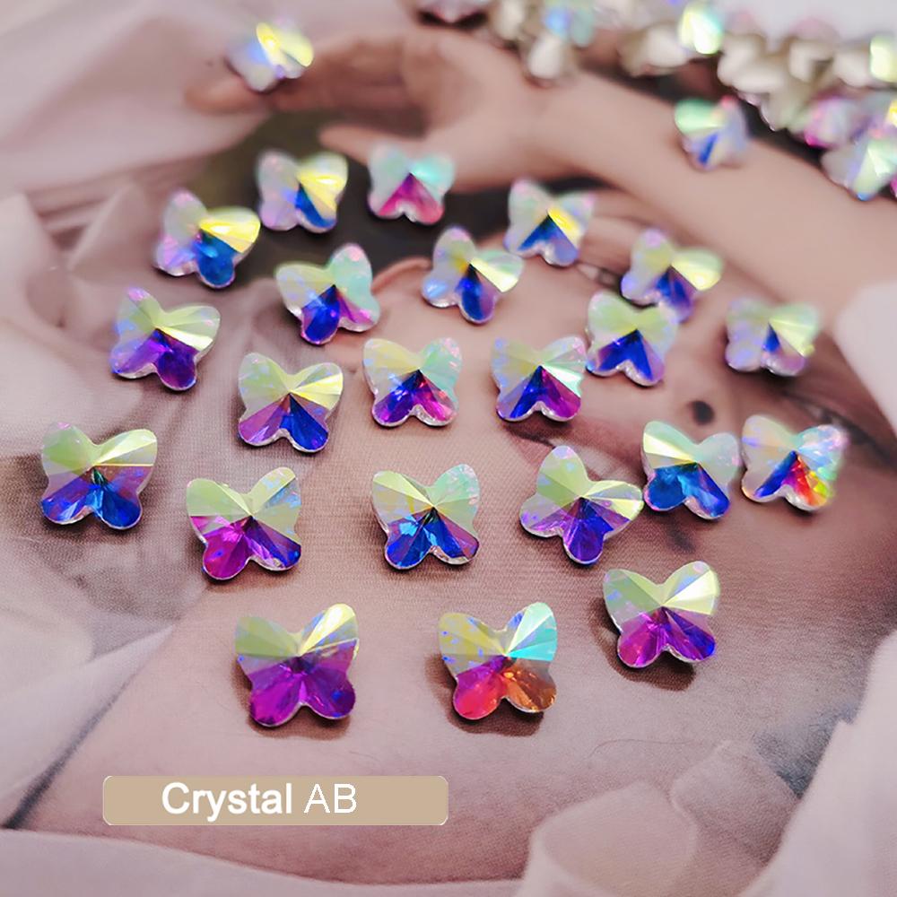 Mxbeauty Berlian Imitasi Kuku Kupu-Kupu 20Pcs DIY K9 Aksesoris Manikur Kaca