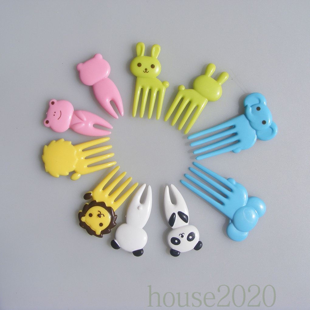 [house2020]10pcs Kawaii Animal Food Fruit Picks Forks Home Party Accessory Decor Tool