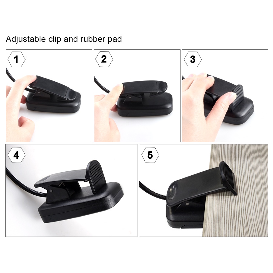 [ Clip-on Adjustable Flexible Gooseneck LED Desk Lamp For Office &amp; Household Study Students Reading ]