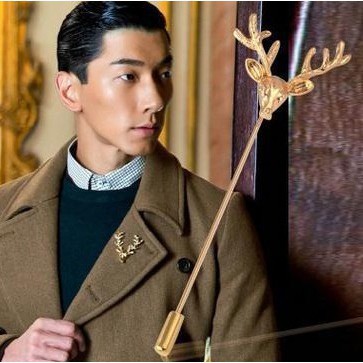 ☛BELIDEH☚ A041 Bros Pin Bentuk Rusa Warna Silver Gaya Punk Antik untuk Pria / Wanita Import Murah-7