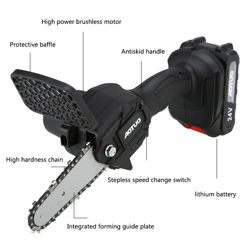 Taffware Gergaji Mesin Cordless Chainsaw 24V 800W - D2605 - Black