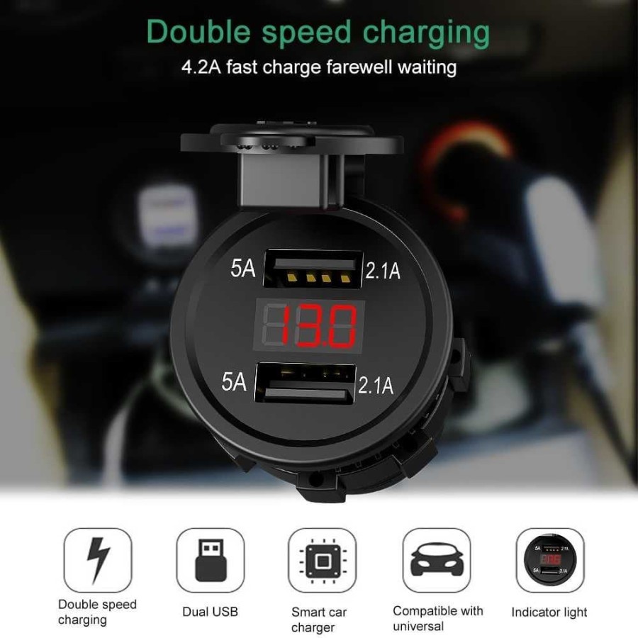 Charger Motor/Mobil Waterproof Support Fast Charging 4.2 AMp - Hijau