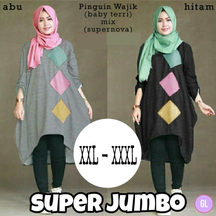 Super JUMBO wajik pinguin/baju tunik jumbo/baju atasan tunik/tunik/g60 - Abu-abu