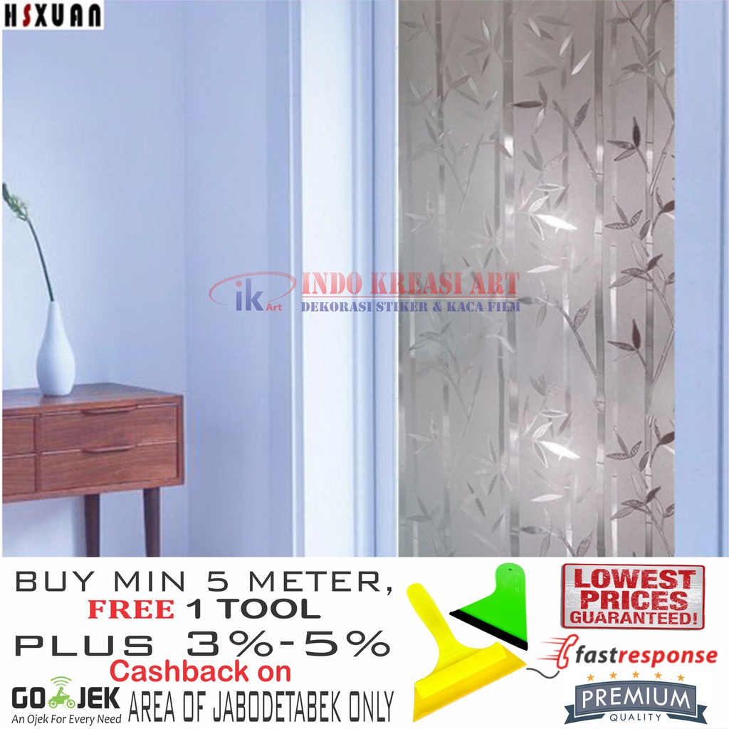 STIKER KACA STICKER KACA MOTIF BAMBU GLITTER 122 KACA FILM MOTIF PELAPIS KACA JENDELA