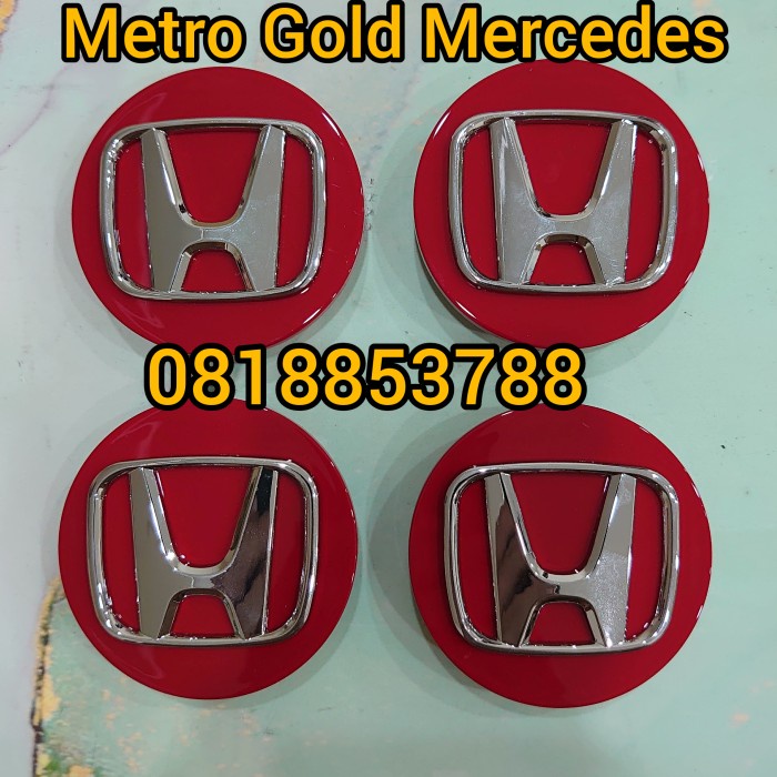 Dop Roda Velg Honda 58mm Merah Dop Honda Jazz Mobilio Brio City ORI