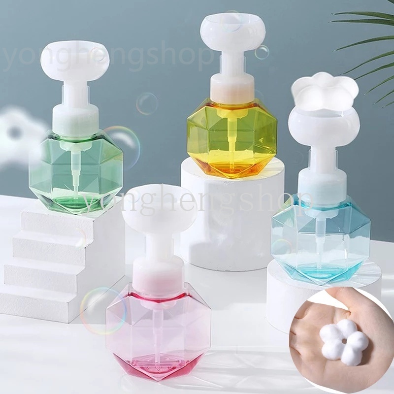 Dispenser Sabun Cair 300ml Tipe Tekan Bentuk Bunga Botol Busa Mousse Hand Sanitizer Foaming Pump Bottle Wadah Isi Ulang Pasokan Kamar Mandi