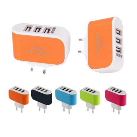 Adaptor Charger 3 Output Kepala Batok Travel Adapter Casan Port USB 3.1A Warna Colokan 3in1 Murah CHARGER MOBIL