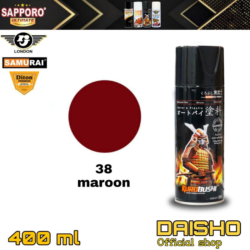 samurai paint 400cc warna merah maroon 38 cat semprot spray