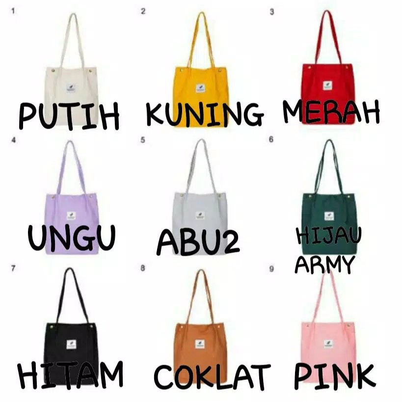 TOTE BAG FASHION Korea HN10 Corduroy Tote Bag / Tas Selempang TOTE BAG FASHION