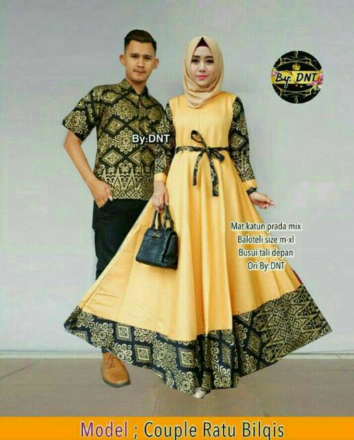 COUPLE BATIK RATU BILQIS MURAH /BATIK SARIMBIT MUSLIMAH MUSLIM SYAR'I ROK LEBAR MODEL GAMIS MURAH