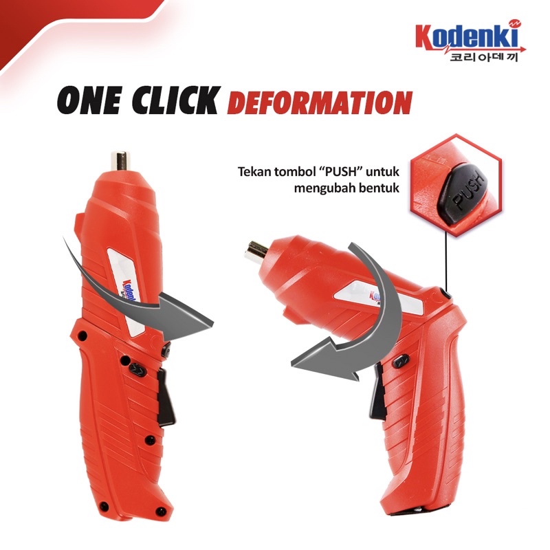 Cordless Screwdriver Kodenki Mesin Bor Obeng Baterai Batre Cas