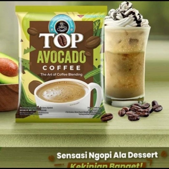 [1 RENCENG SI 15 SACHET] Top Kopi AVOCADO Coffee Instant 22 gr Wings Food PROMO MURAH 22gr Renteng Top Coffee Avocado Kopi Bubuk saset Murah Top Gula Aren Top Susu 3in1 Top Coffee 3 in 1