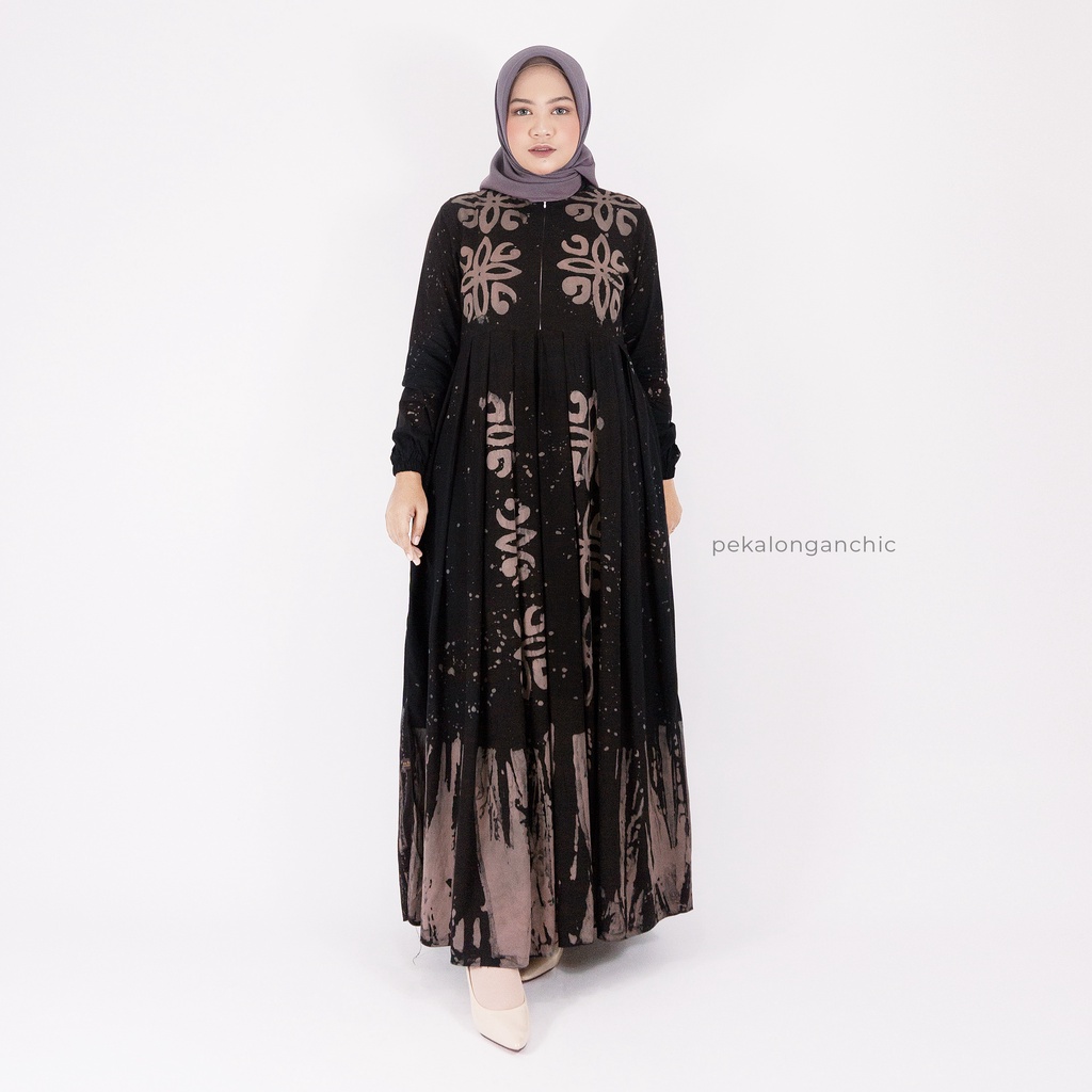 [BISA COD] GAMIS TIE DYE KEKINIAN / GAMIS KATUN RAYON / GAMIS TWILL ORI / GAMIS BUSUI-Ethnic Hitam
