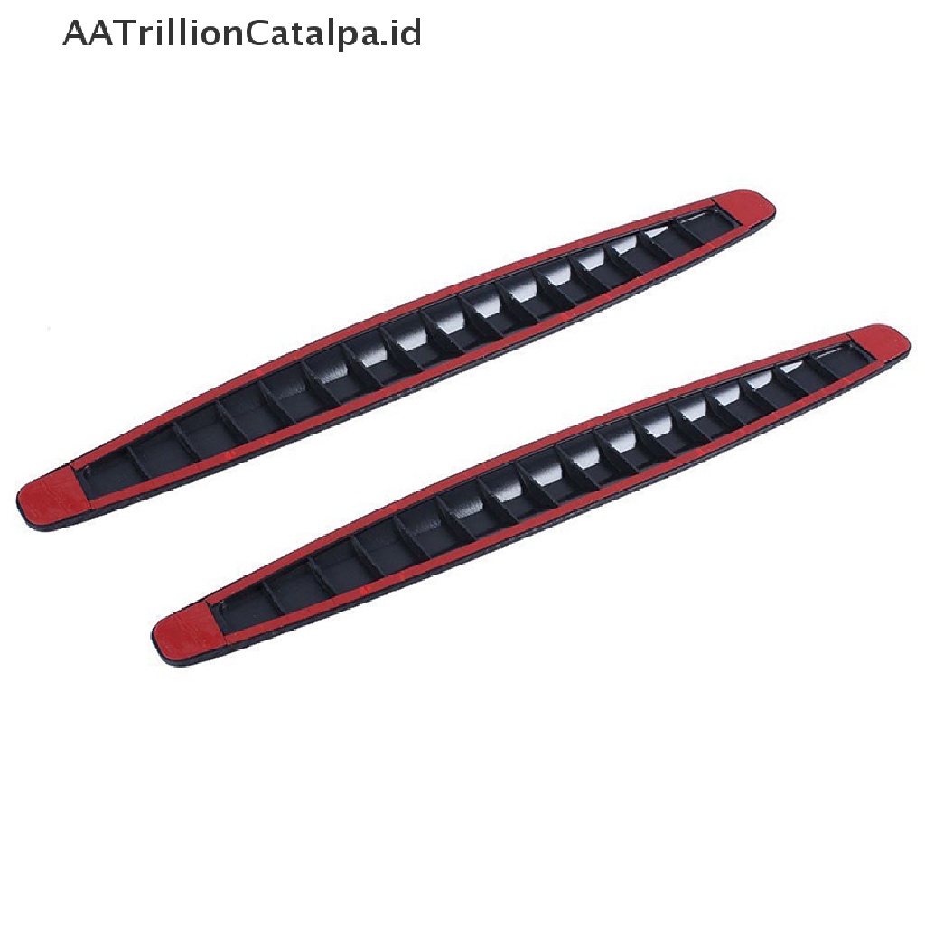 Aatrillioncatalpa 2pcs Strip Pelindung Pinggiran Bumper Mobil SUV Motif Carbon Fiber Warna Hitam