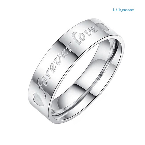 Ls Cincin Pasangan Motif Print Tulisan Forever Love Untuk Pria / Wanita