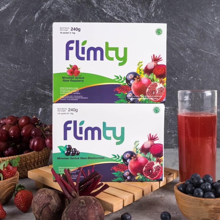 Flimty Fiber Detox Antioksidan Rasa Blackcurrant Raspberry 1 Box Pelangsing