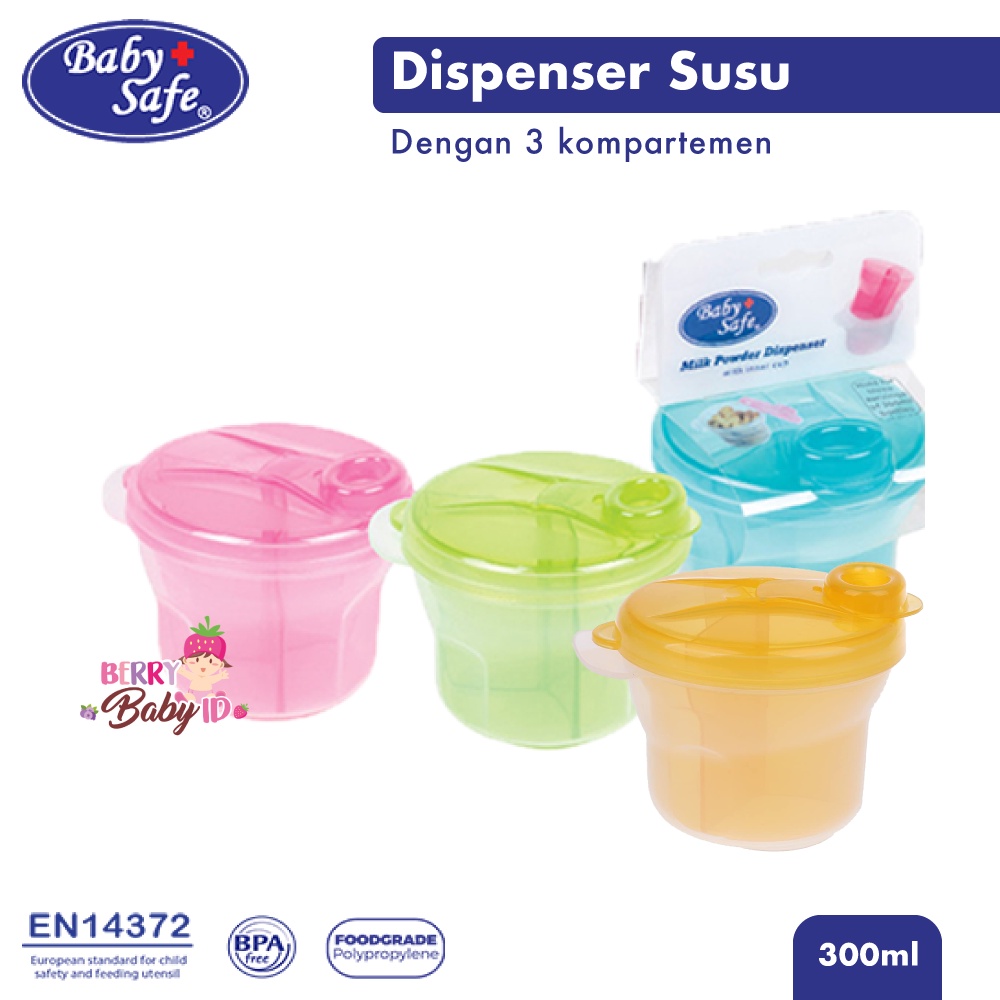 Baby Safe Dispenser Susu Bayi 3 Kompartemen &amp; Tempat Snack Bayi BBS065 Berry Mart