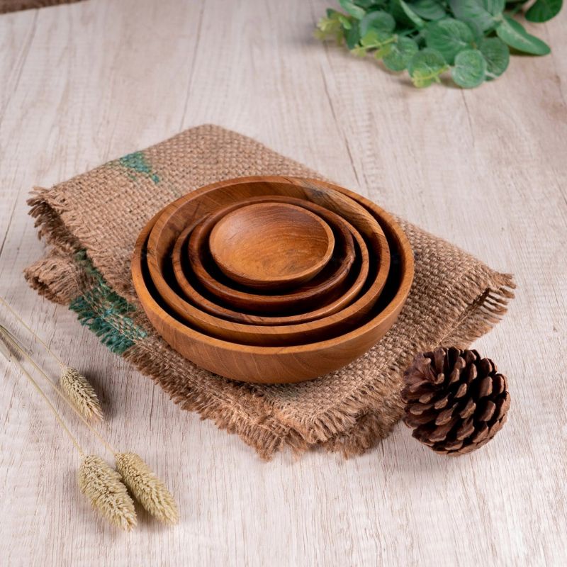 Mangkok Set Kayu Jati Food Grade | Props Foto Kayu Aesthetic Korea