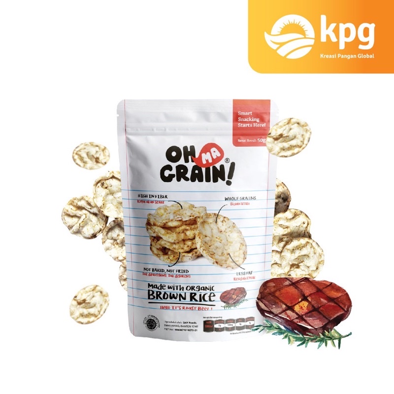 Ohmagrain! Popped Rice Crackers - Roast Beef