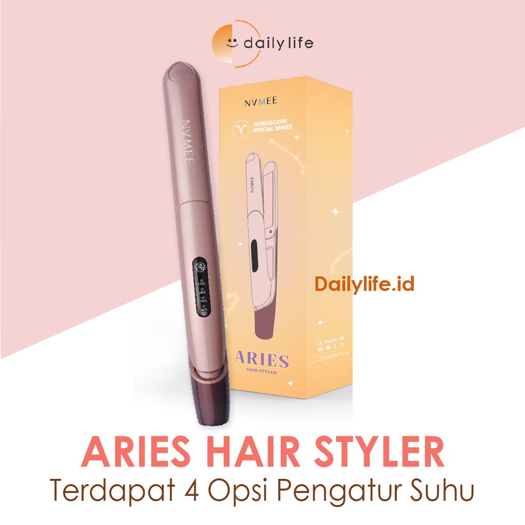 Catokan Rambut Aries Hair Styler Pelurus Keriting Panjang Kabel 2 Meter Original NVMEE - HR-LOVE - D