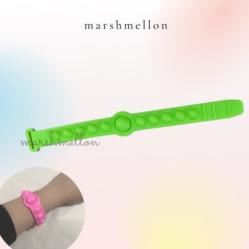 Gantungan Kunci Pop It & Gelang Pop It Pastel Rainbow | Pop It Gurita | Princess Key Chain (Snow White Cinderella Aurora Belle) | Pop It Warna Lilac Pink Tosca Fidget Key Chain Macaron-Gelang Hijau