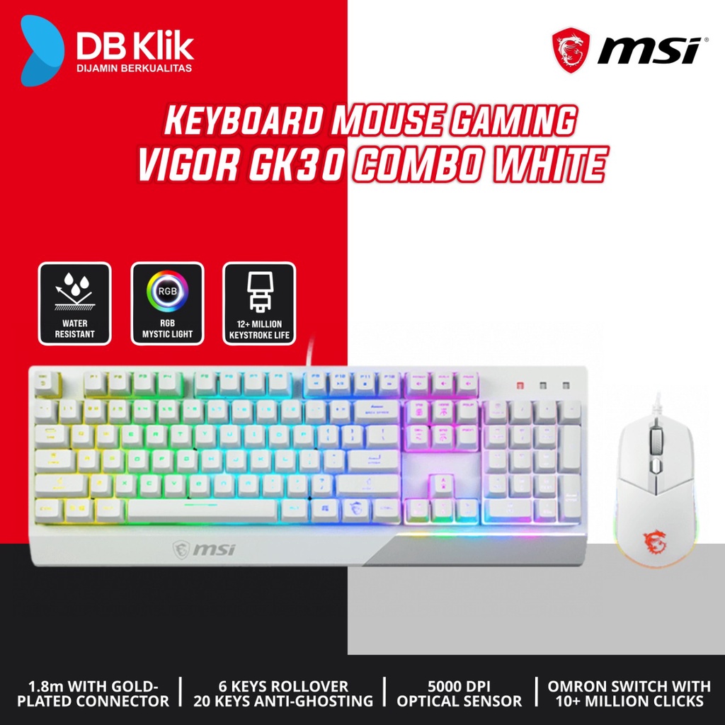 Keyboard Mouse Gaming MSI VIGOR GK30 Combo Wired 5000DPI