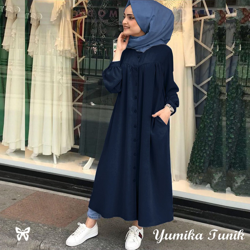 HOPYLOVY - YUMIKA LONG DRESS TUNIK PANJANG WANITA NEW