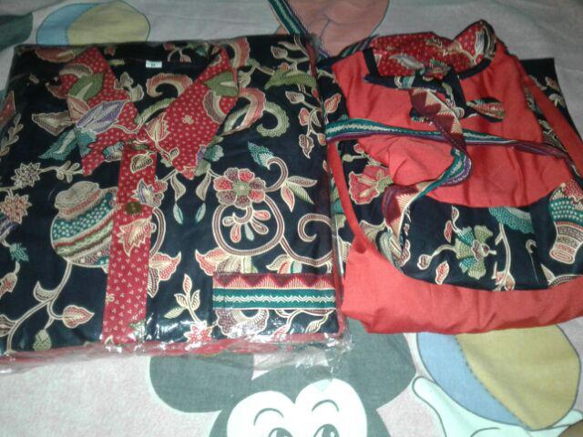 Qnunbatik Batik Keluarga/family Gamis Muslim Azizah Gentong Hitam