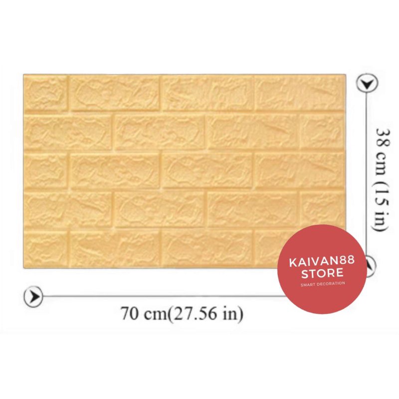 Wallpaper 3D Motif Bata Putih / BrickFoam Premium 70x38cm-Bata beigi 70x38cm
