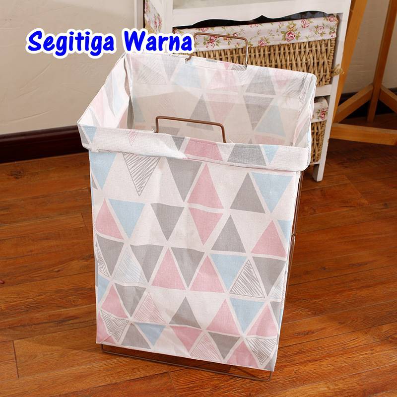 Alfaindo Keranjang Baju Cucian Pakaian Kotor Laundry Basket dengan Rangka Besi KB010