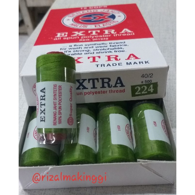 benang jahit extra hijau (224) 500 yards