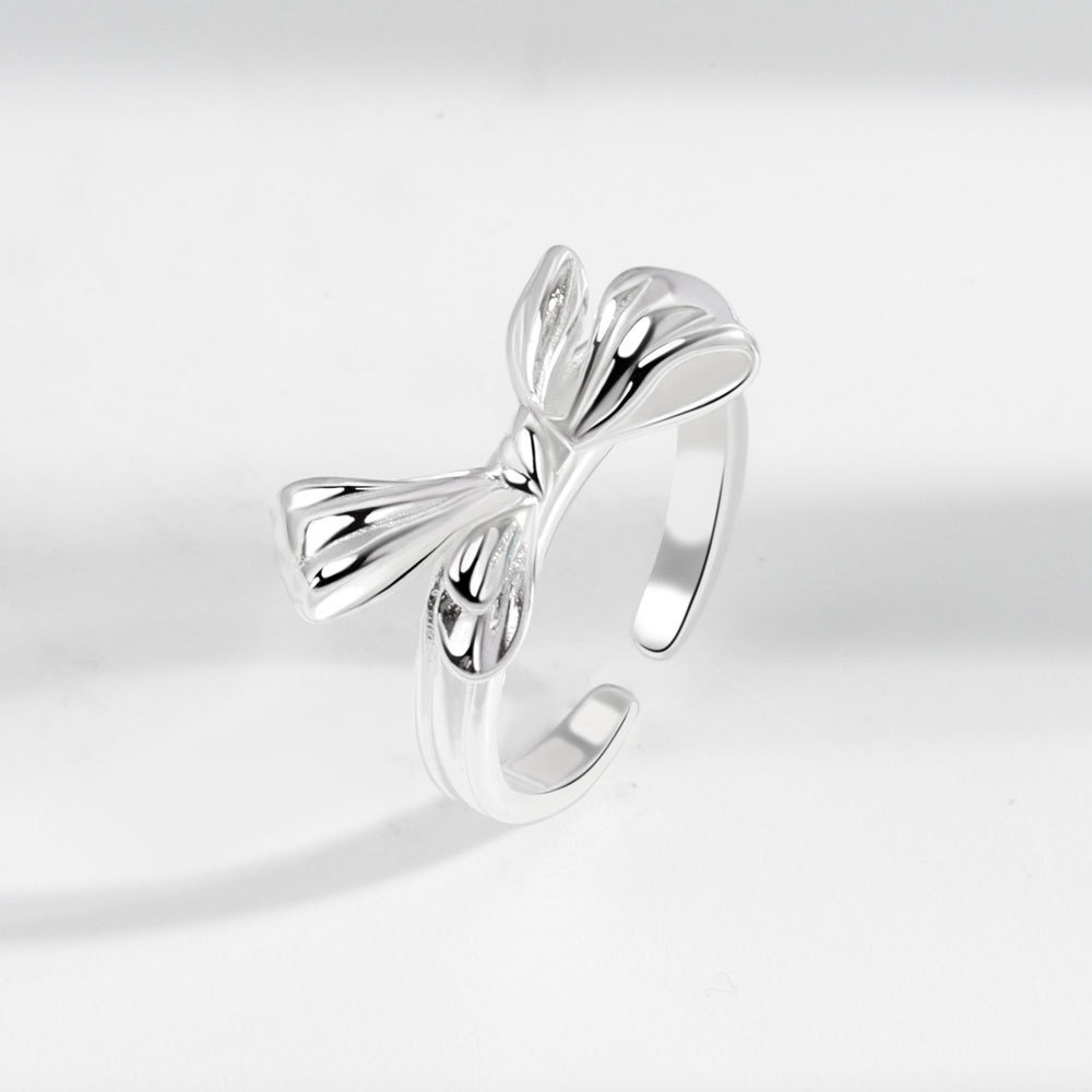 Cincin Model Terbuka Desain Kupu-Kupu Tiga Dimensi Bahan 925 silver Aksen Berlian Gaya Korea retro Untuk Wanita