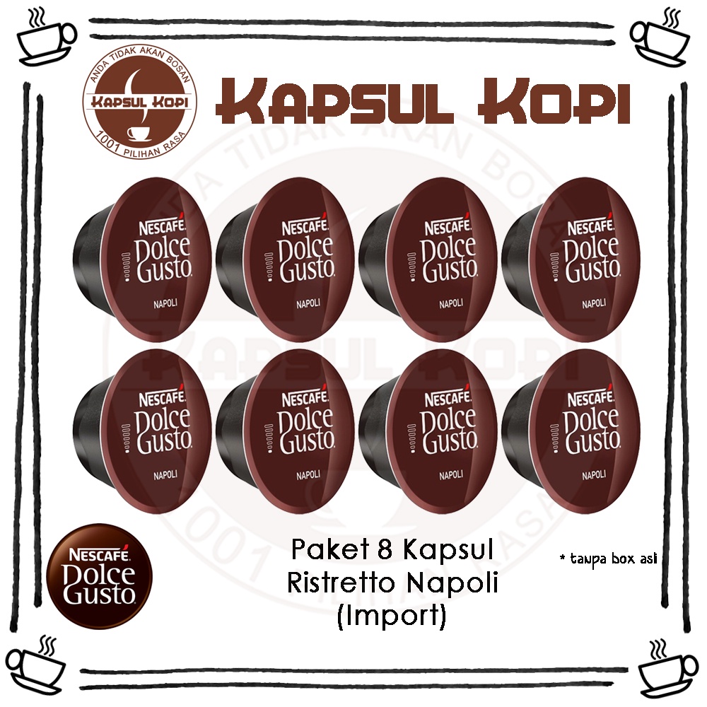 

Paket 8 Ristretto Napoli Kapsul Kopi Impor Nescafe Dolce Gusto Capsule