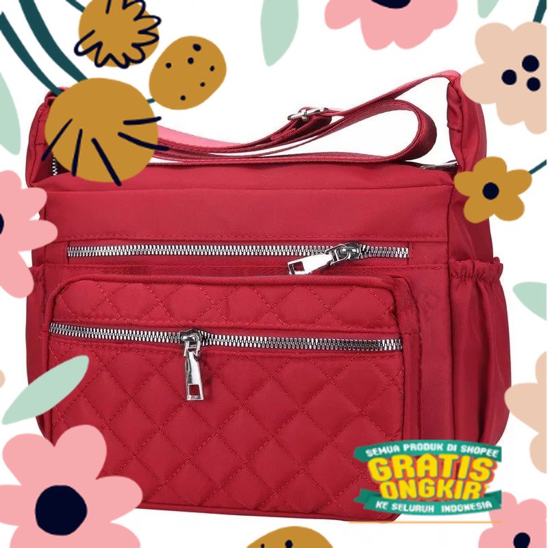 Merah Red fanta baby pink peach maron marun pelangi / New Arrival Tas Wanita Tas Selempang Parasut C