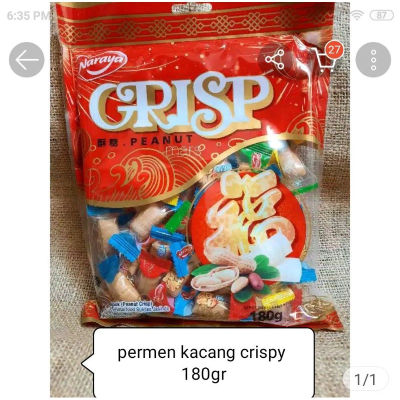 

permen kacang crispy kemasan 180gr.