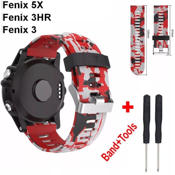 Strap Band Garmin Fenix 3 D2 5x - Tali Jam - RED ARMY CAMO MERAH PUTIH 26mm