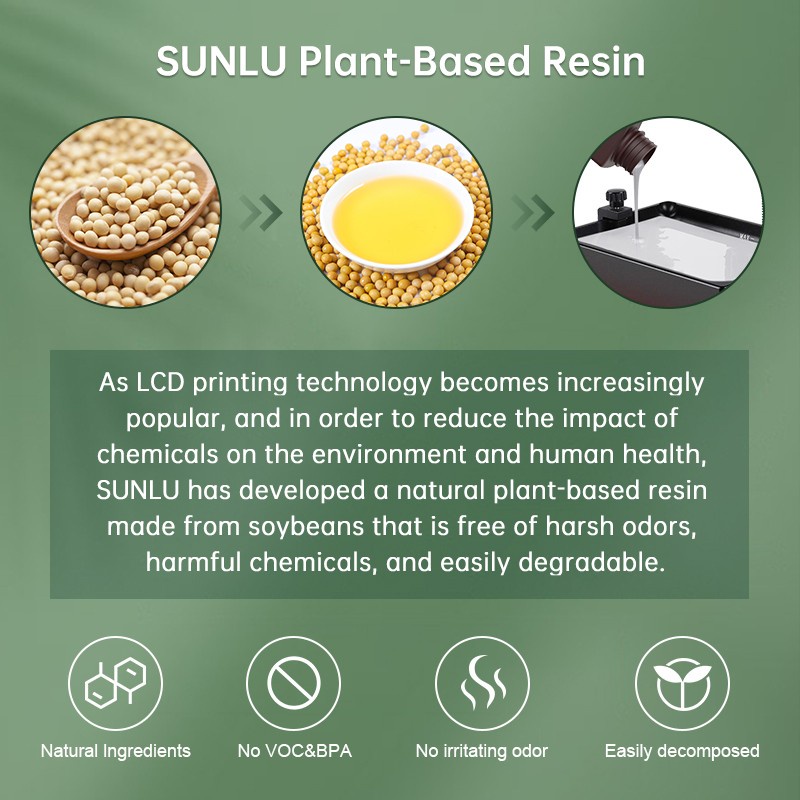 SUNLU Bio Plant Resin 1 KG 405 nm UV Light Curing LCD DLP 3D Printer