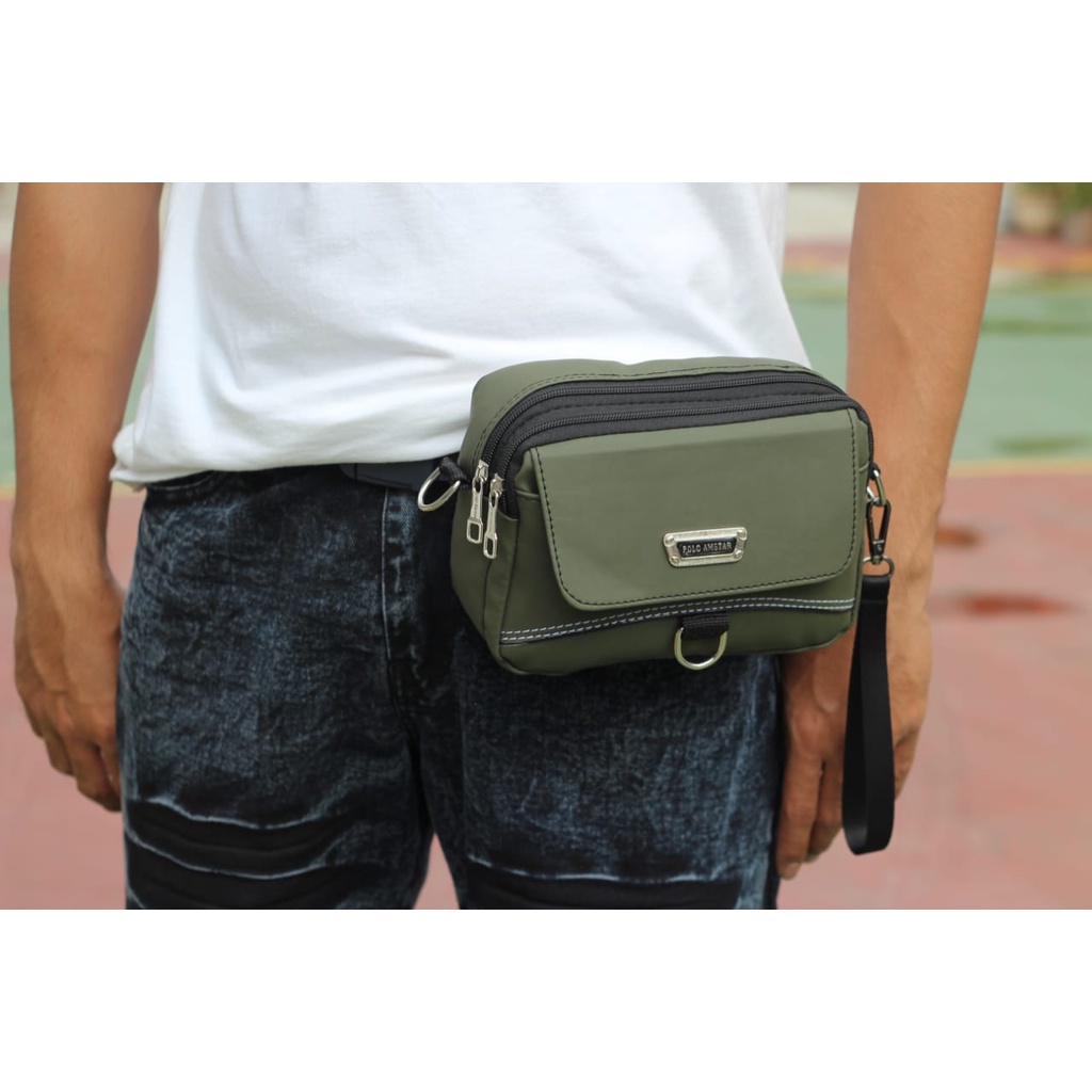 3Fungsi | Hand Bag Waterproof Original Polo Amstar Clutch Bag Tas Selempang &amp; Ikat Pinggang