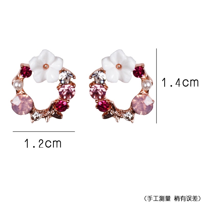 Anting Stud Desain Karangan Bunga Bahan 925 Silver Gaya Korea Untuk Perempuan