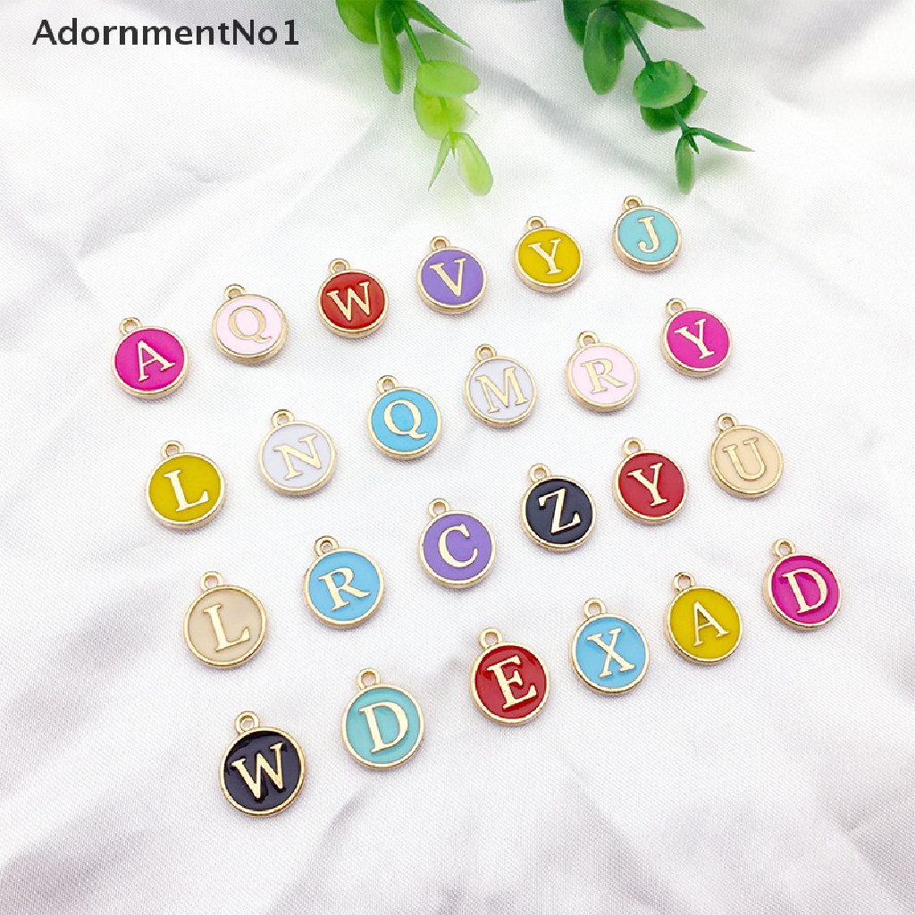 (AdornmentNo1) (26Pcs / Set) 15x12mm Liontin Huruf Alfabet Inggris Bahan Enamel Untuk DIY Charms