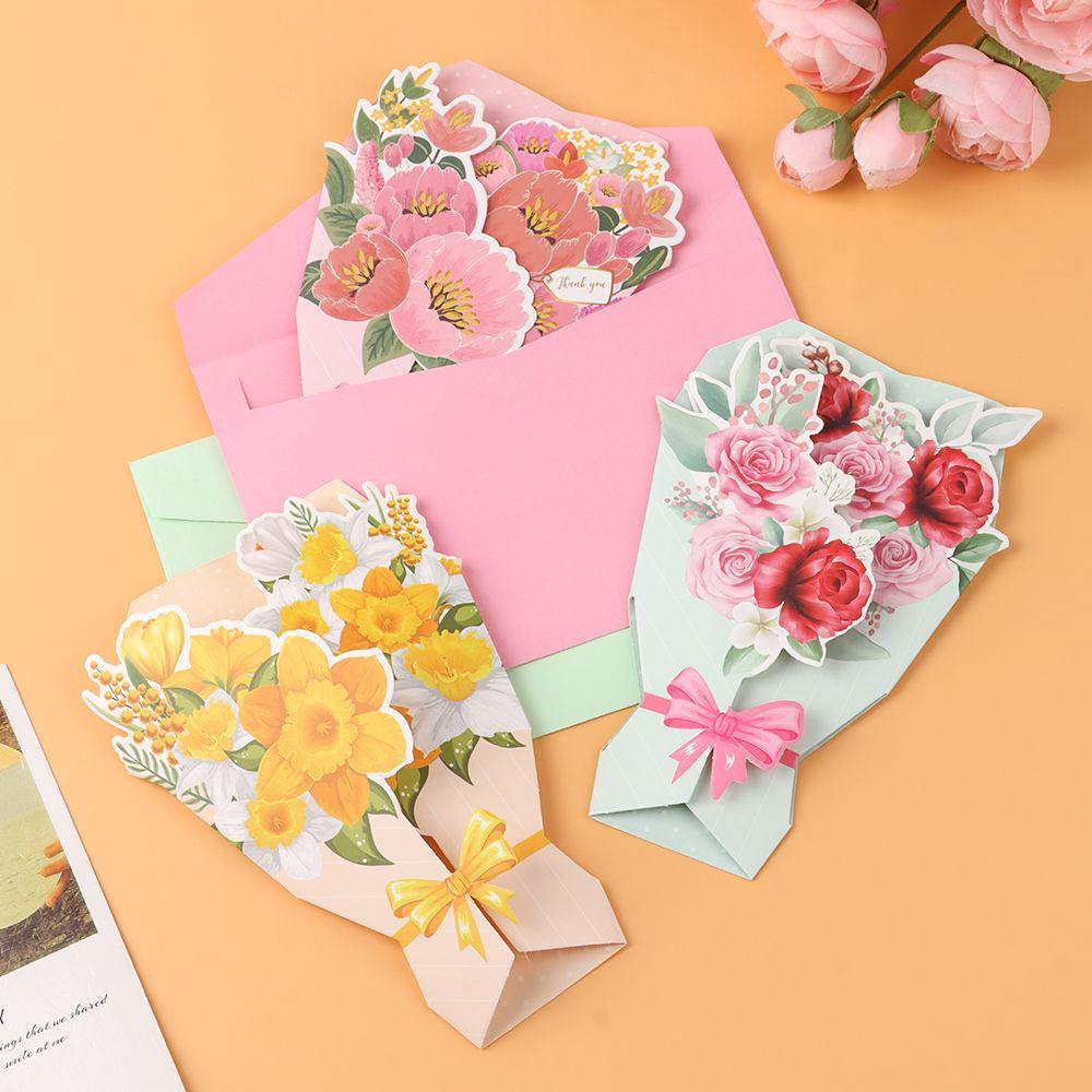 R-flower Flower Series Card Perlengkapan Pesta Kartu Kata Berkah Kreatif Kartu Lipat 3D