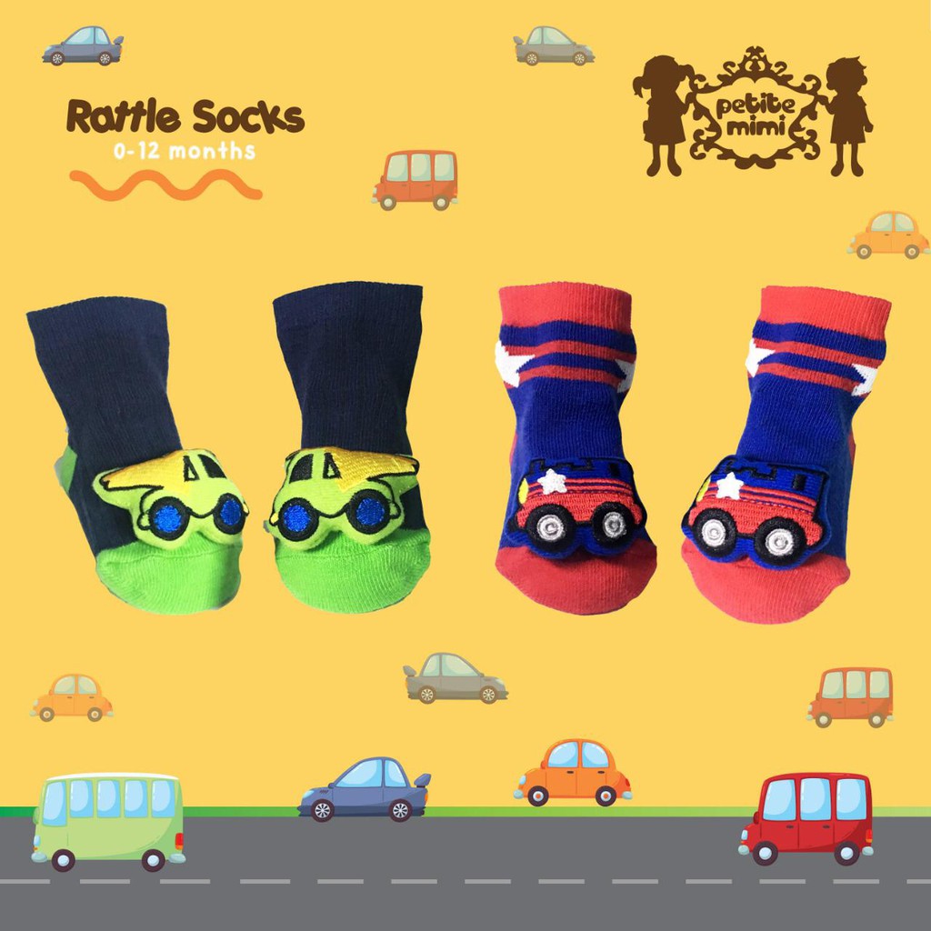 2 Psg Kaos Kaki Rattle / Rattle Socks Petite Mimi 0-12 bulan SNI 2 PASANG