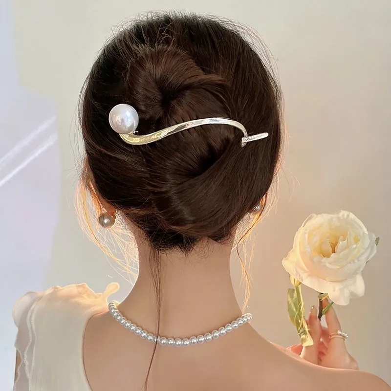 Jepit Rambut Ponytail Hias Mutiara Imitasi Gaya Vintage Korea Untuk Wanita