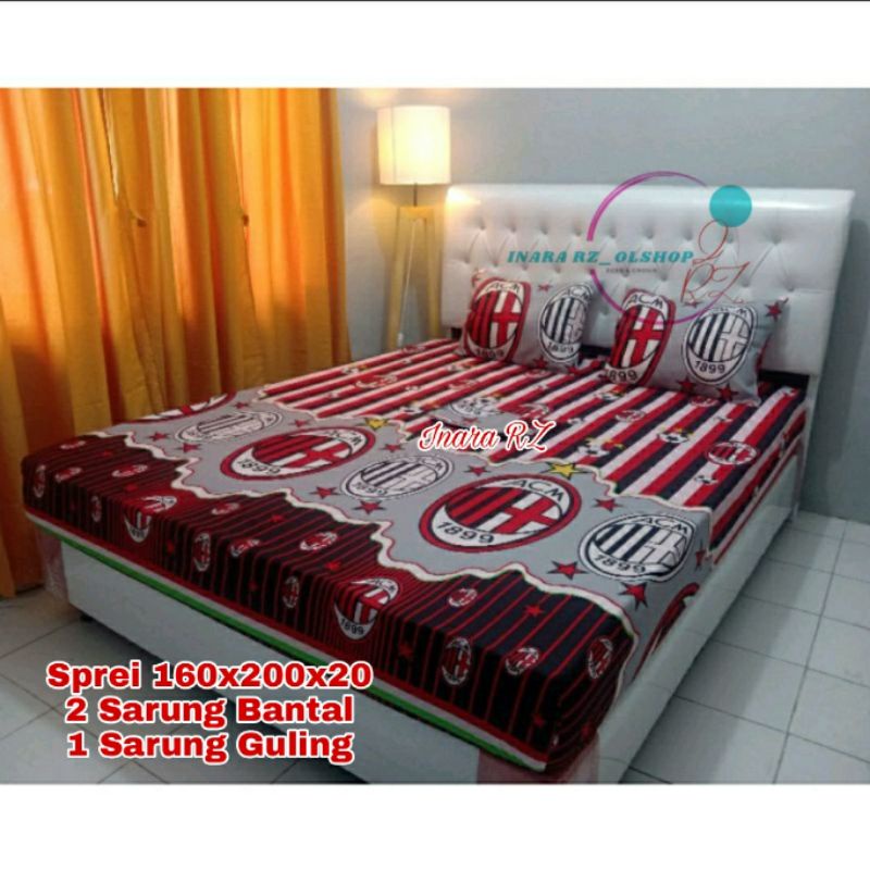 Sprei Terlaris Homemade motif Bola, AC MILAN, Chelsea, Barcelona, Manchester United, REAL MADRID, Seprei Club 160x200, Seprai Bola 100x200, Sprei Murah Bola