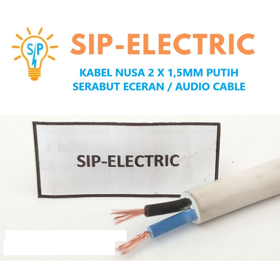 Kabel Nusa NYMHY 2X1.5 Mm Putih Eceran / Nusa NYMHY 2X1,5Mm