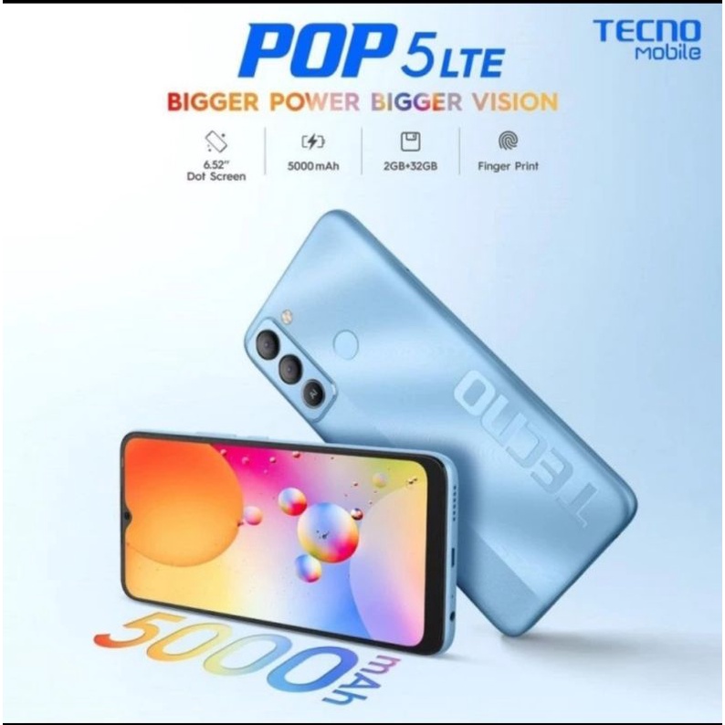 Tecno Pop 5 LTE 2/32 Ram 2GB Internal 32GB Garansi Resmi